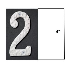 House Number 2 Cast Iron Silver Hammered Metal 4 Inch Address Sign with Screws